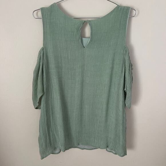 NSR Anthropologie Green Cold Shoulder Top Size XL - Picture 2 of 13